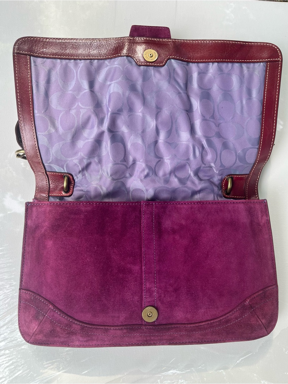 Vintage Y2K Coach Soho Suede Shoulder Flap - Style 9664 - Plum - Picture 7 of 16